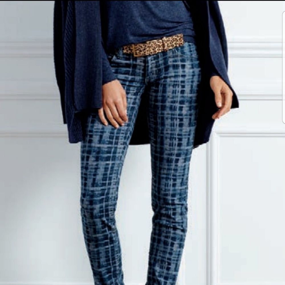 CAbi NWT #3047 Grid Print Skinny Denim Jean